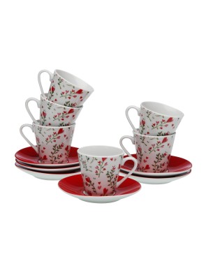 SET DE 6 TAZAS PARA CAFE CON PLATO MODELO AMOROSA