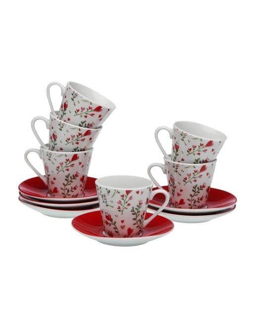 LOT DE 6 TASSES À CAFÉ AVEC SOUCOUPE MODÈLE AMOROSA LOT DE 6 TASSES À CAFÉ AVEC SOUCOUPE MODÈLE AMOROSA