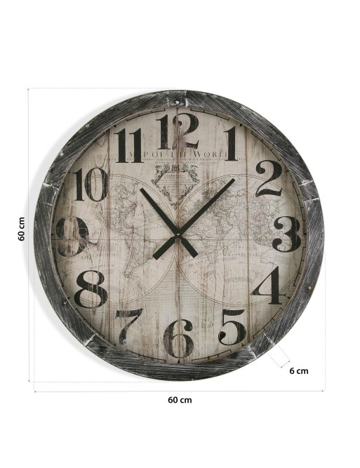WORLD MODEL WALL CLOCK 76.5 CM MADE OF WOOD