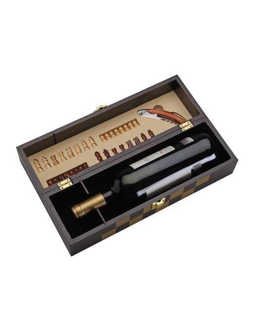 SET DE ACCESORIOS PARA VINO MODELO MESA AJEDREZ