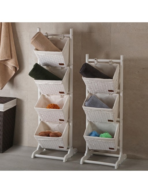 BATHROOM FURNITURE WITH 3 BASKETS IN WHITE COLOR