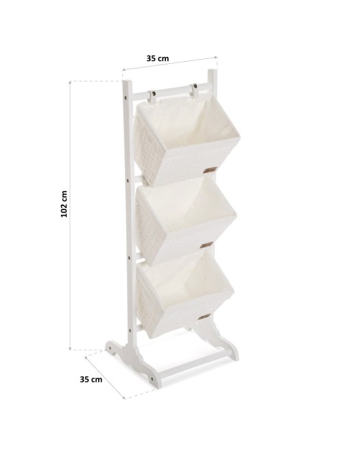 BATHROOM FURNITURE WITH 3 BASKETS IN WHITE COLOR