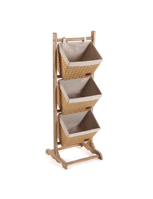 MEUBLES DE SALLE DE BAIN AVEC 3 PANIERS MARRON CLAIR MEUBLES DE SALLE DE BAIN AVEC 3 PANIERS MARRON CLAIR