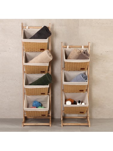 MEUBLES DE SALLE DE BAIN AVEC 3 PANIERS MARRON CLAIR