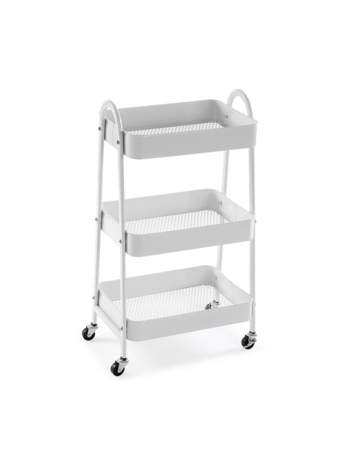METAL CART WITH 3 SHELVES AND WHEELS WHITE TOWER MODEL