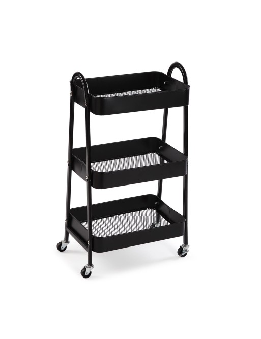BLACK METALLIC KITCHEN CART WITH 3 SHELVES BLACK METALLIC KITCHEN CART WITH 3 SHELVES