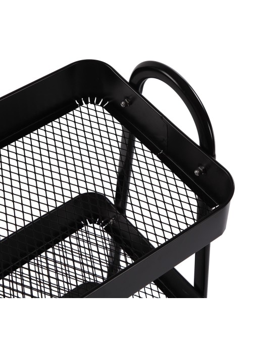 BLACK METALLIC KITCHEN CART WITH 3 SHELVES BLACK METALLIC KITCHEN CART WITH 3 SHELVES