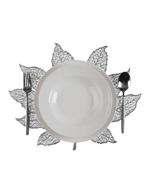 SALVAMANTEL O MANTEL UNITARIO MODELO HOJA PLATEADO