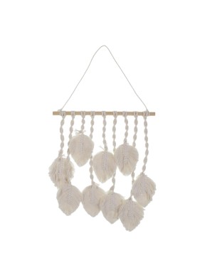 DÉCORATION MURALE MODÈLE MACRAMÉ À FEUILLES BLANCHES