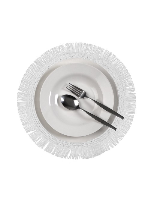 SALVAMANTEL O MANTEL UNITARIO CON FLECOS BLANCO MODELO SPIRAL