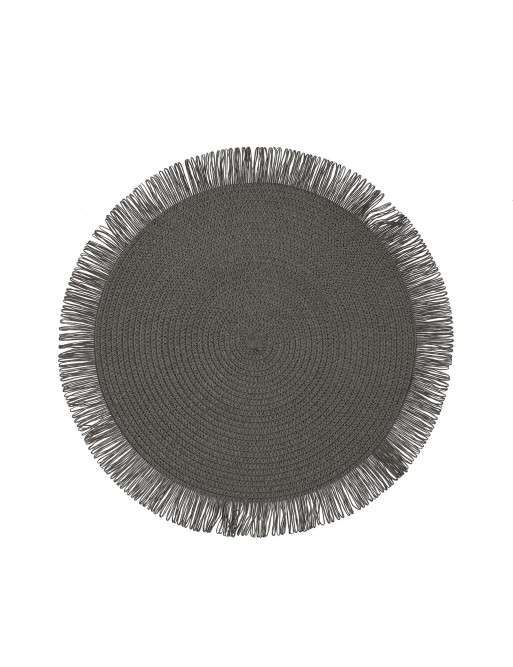 SET DE TABLE GRIS À FRANGES MODÈLE SPIRALE