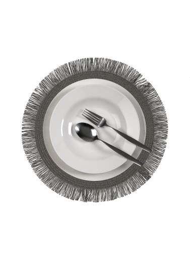 GRAY FRINGED PLACEMAT SPIRAL MODEL