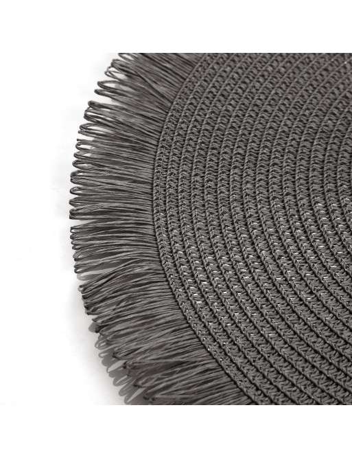 GRAY FRINGED PLACEMAT SPIRAL MODEL