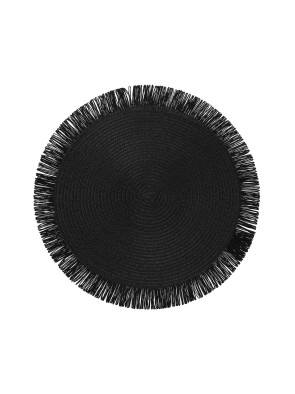 SET DE TABLE NOIR À FRANGES MODÈLE SPIRALE