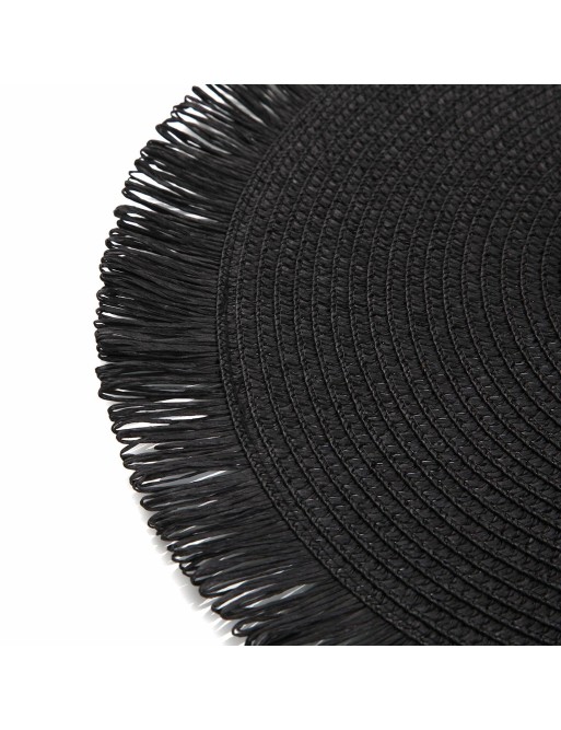 SCHWARZES TISCHSET MIT FRANSEN SPIRALFÖRMIGES MODELL SCHWARZES TISCHSET MIT FRANSEN SPIRALFÖRMIGES MODELL