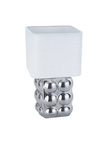 LAMPE AVEC SOCLE MÉTALLIQUE ET ABAT-JOUR CARRÉ