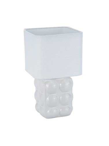 LEUCHTE MIT WEISSEM SOCKEL UND QUADRATISCHEM SCHIRM