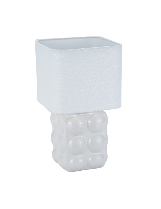 LAMPARA CON BASE BLANCA Y TULIPA CUADRADA