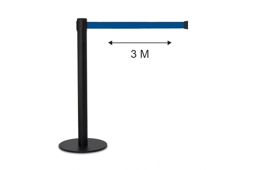 Poste separador cinta 3 metros extensible retráctil Azul