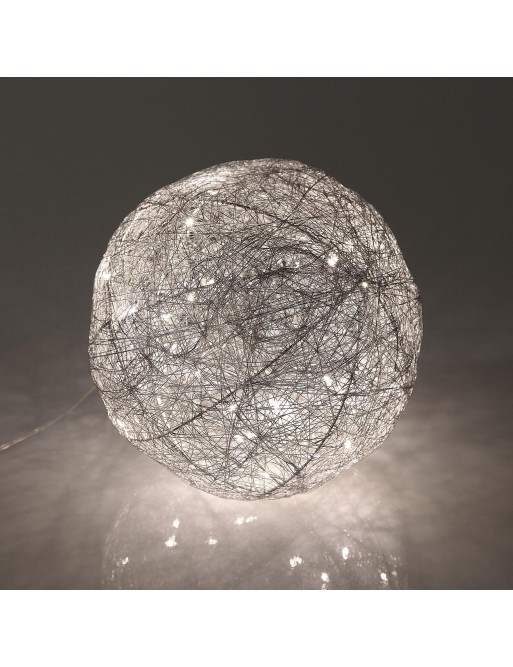 BOLA 3D PLATEADA CON LUZ DE 20 CM MODELO ESTEL