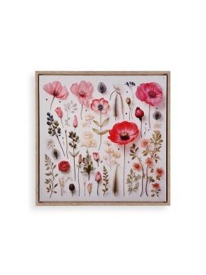 LIENZO DE 40x40 CM MODELO MARIPOSAS Y JARDIN ROSA