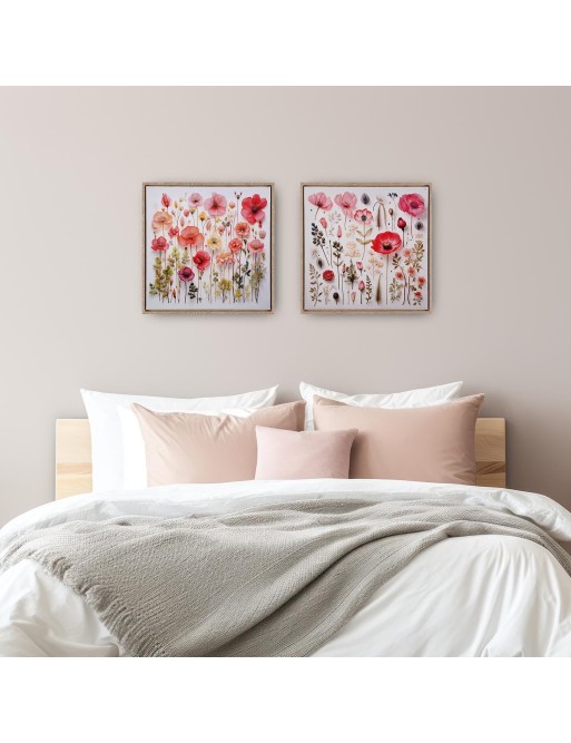 40x40 CM TOILE MODÈLE PAPILLONS ET JARDIN ROSE