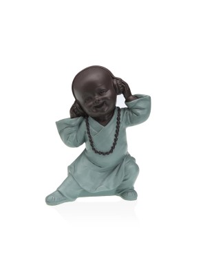 DECORATIVE FIGURE OF BUDDHIST MONK WITH HEADPHONES