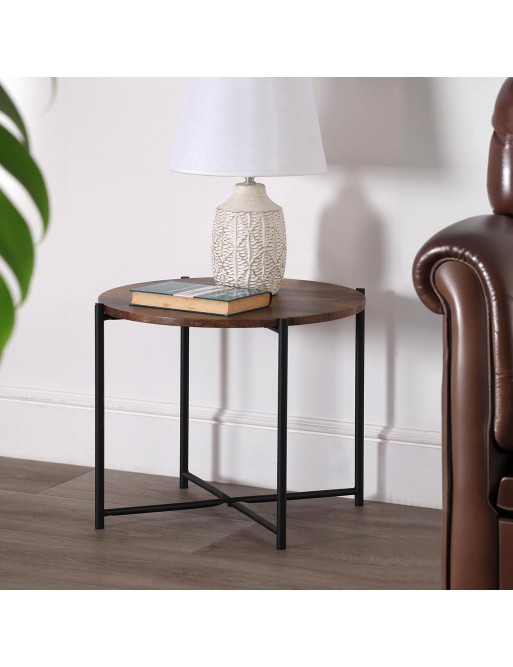 MESA AUXILIAR REDONDA DE MADERA MODELO FLIX