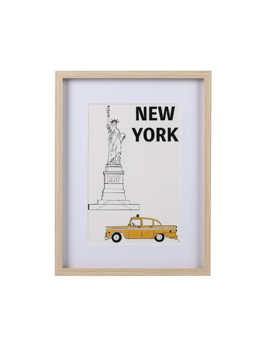 GERAHMTES POSTER AUS HOLZ 30x40 CM NEW YORK MODELL