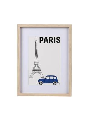 GERAHMTES POSTER AUS HOLZ 30x40 CM PARIS MODELL