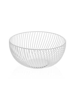 WHITE METALLIC BASKET MODEL FRUIT BOWL