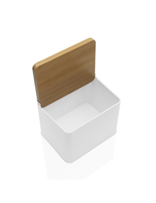 WHITE SALT SHAKER WITH WOODEN LID MODEL BAMBOO