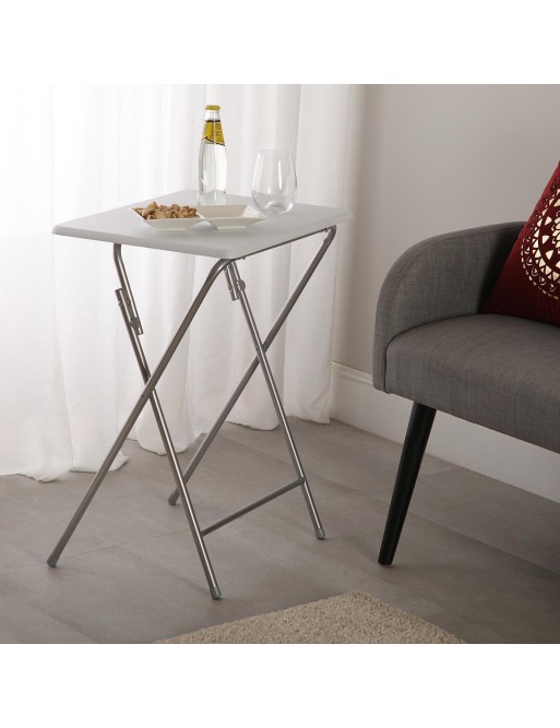 WEISSER KLAPPTISCH AUS HOLZ UND METALL