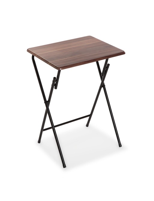 MESA PLEGABLE MARRÓN OSCURO DE MADERA Y METAL