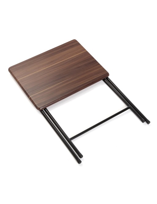 DUNKELBRAUNER KLAPPTISCH AUS HOLZ UND METALL