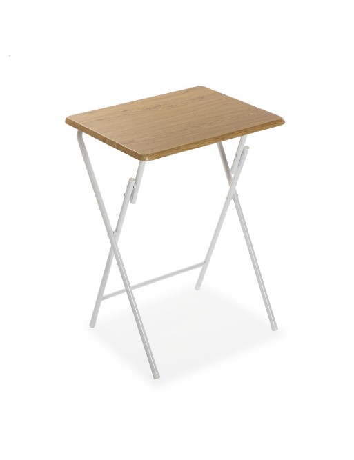 MESA PLEGABLE MARRÓN DE MADERA Y METAL