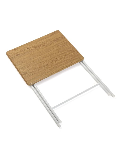 MESA PLEGABLE MARRÓN DE MADERA Y METAL