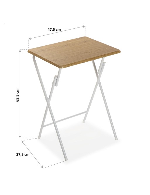 MESA PLEGABLE MARRÓN DE MADERA Y METAL