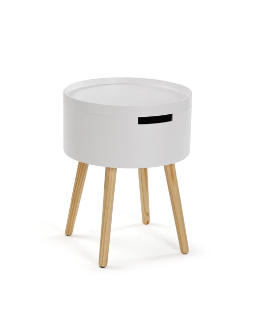 TABLE D’APPOINT OU TABLE DE CHEVET AVEC TIROIR MODÈLE EN BOIS DE PIN