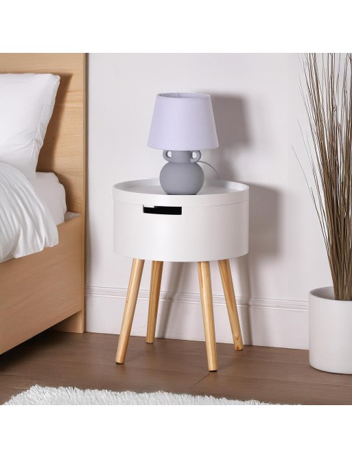 TABLE D’APPOINT OU TABLE DE CHEVET AVEC TIROIR MODÈLE EN BOIS DE PIN