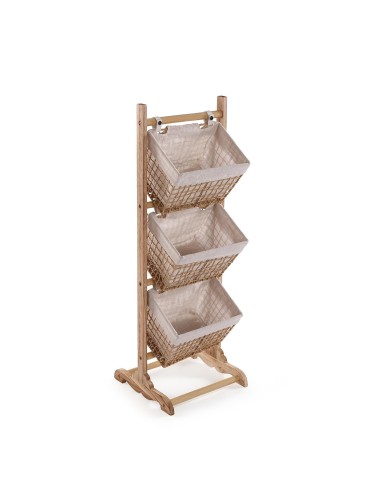 MEUBLE DE SALLE DE BAIN AVEC 3 CORBEILLES MARRON MODÈLE NIKY