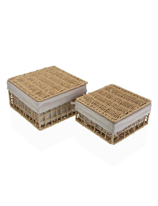 SET DE 2 CESTAS DE BAÑO CON TAPA COLOR MARRON MODELO NIKY SET DE 2 CESTAS DE BAÑO CON TAPA COLOR MARRON MODELO NIKY