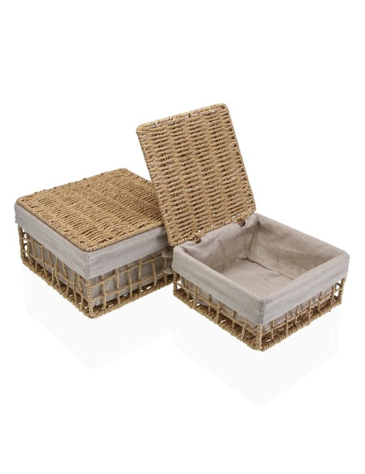 SET MIT 2 BADEKÖRBEN MIT DECKEL BRAUNES NIKY-MODELL