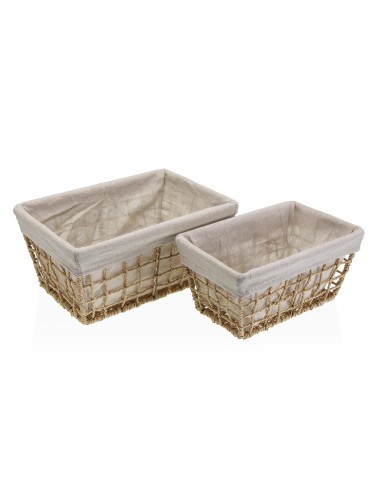 SET OF 2 BATHROOM BASKETS WITHOUT LID BROWN MODEL NIKY