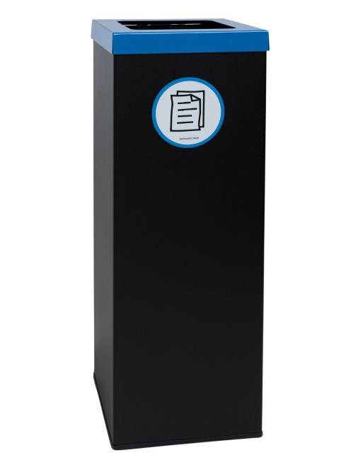 Papelera de reciclaje negra metálica 44 Litros. Con aro para sujeción de bolsa (5 colores)