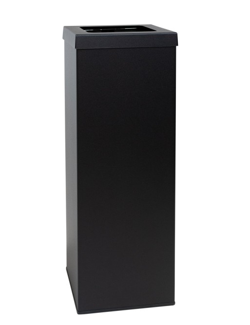 Poubelle de recyclage en métal noir de 44 litres. Avec anneau de maintien pour sac (Noir)