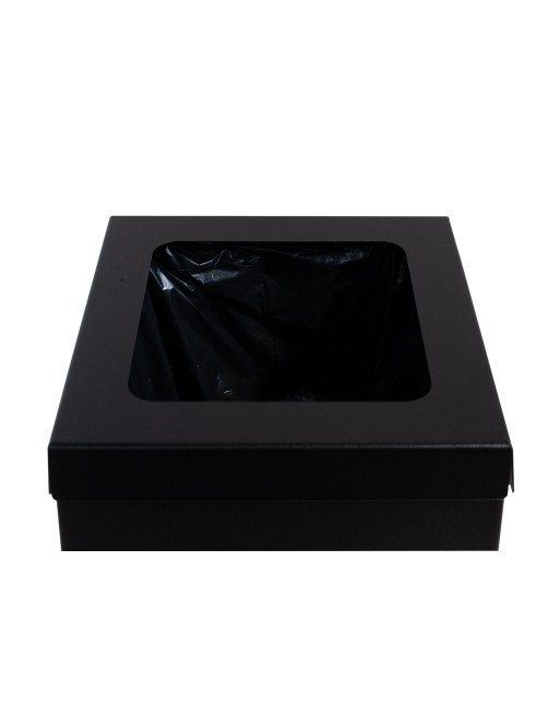 Poubelle de recyclage en métal noir de 44 litres. Avec anneau de maintien pour sac (Noir)