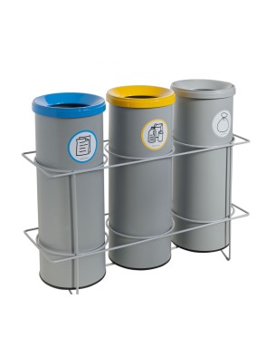 Poubelles de recyclage à 3 compartiments ronds – 105 litres (3x35L)