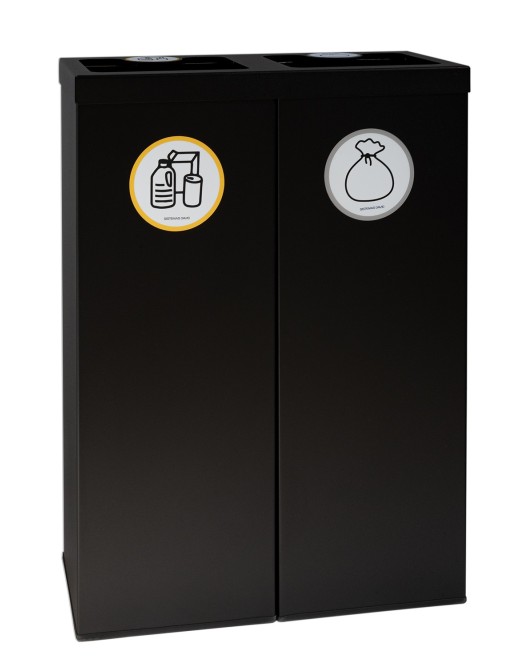 Bac de recyclage noir métallisé 2 déchets. Avec armature pour le maintien du sac. Contenance 88 litres (5 autocollants de recycl Bac de recyclage noir métallisé 2 déchets. Avec armature pour le maintien du sac. Contenance 88 litres (5 autocollants de recycl