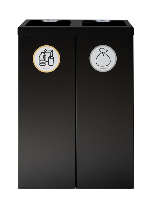 Bac de recyclage noir métallisé 2 déchets. Avec armature pour le maintien du sac. Contenance 88 litres (5 autocollants de recycl Bac de recyclage noir métallisé 2 déchets. Avec armature pour le maintien du sac. Contenance 88 litres (5 autocollants de recycl